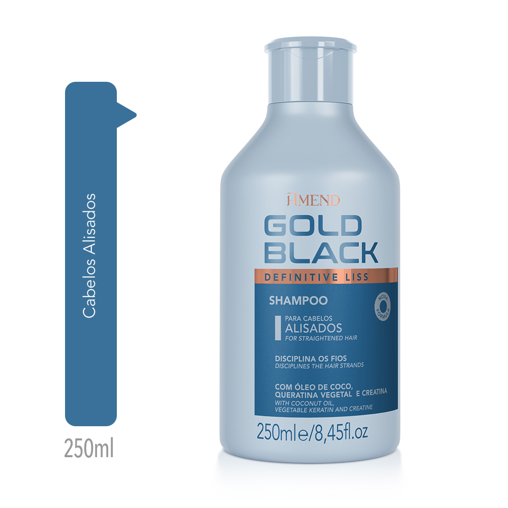 Shampoo Amend Gold Black Intensificador do Efeito Liso 250ml image number 2